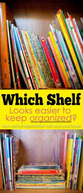 There is a reason that books organize so well on a bookshelf. How can you apply it to other areas? Vertical storage makes things so acessible!
