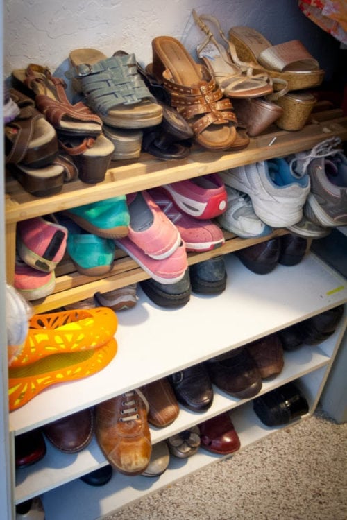 My very full shoe rack. if I bring one more in, one has to go!