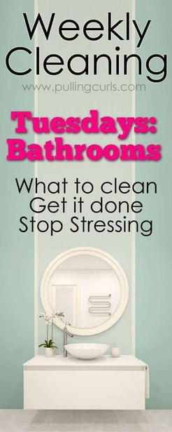 clean bathroom | weekly cleaning | printable | toilets | tile | grout | Organization via @pullingcurls