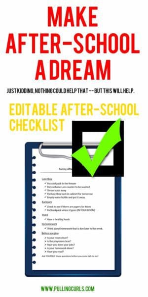 Editable After School Checklist