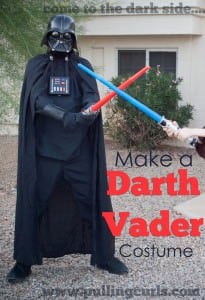 Make a Darth Vader Costume -- it is all about black, and scary. Get those two, you make the costume. :) After all, it is the DARK SIDE!!!!