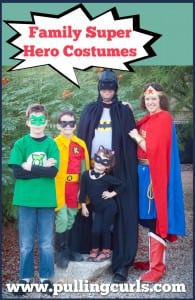 Superhero family costumes can be a fun and easy way to dress up together! Great for family members of all ages!