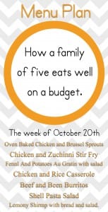 A healthy budget friend meal plan for October.