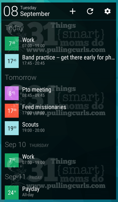 Agenda widget