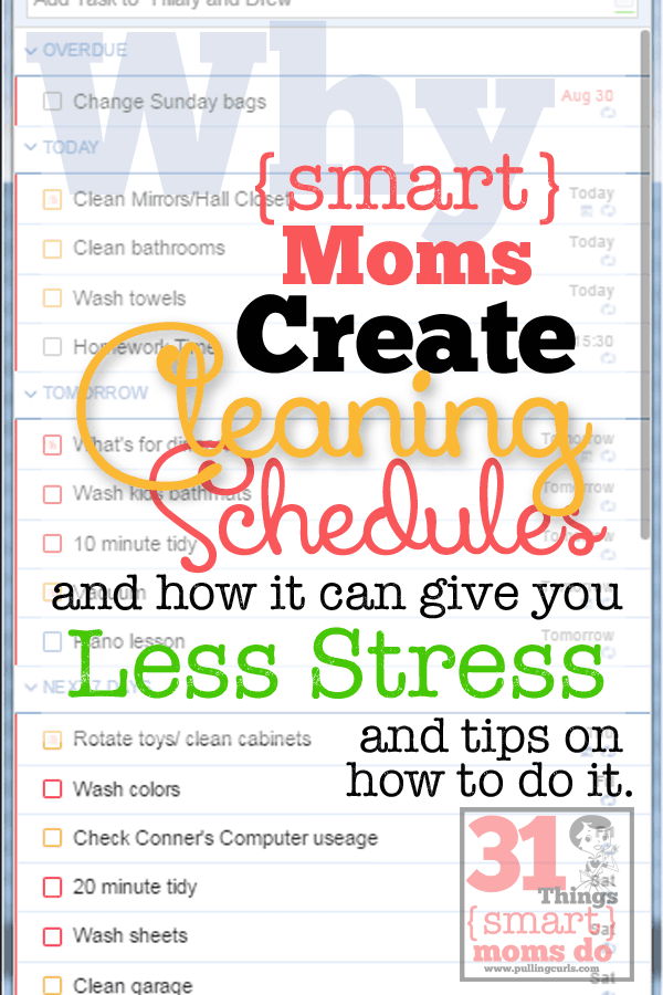 Why should I have a cleaning schedule? Will a weekly cleaning schedule cause more stress? Smart moms know it WON'T cause more stress, it will even take some away! Quickly, clean and get on with life!
