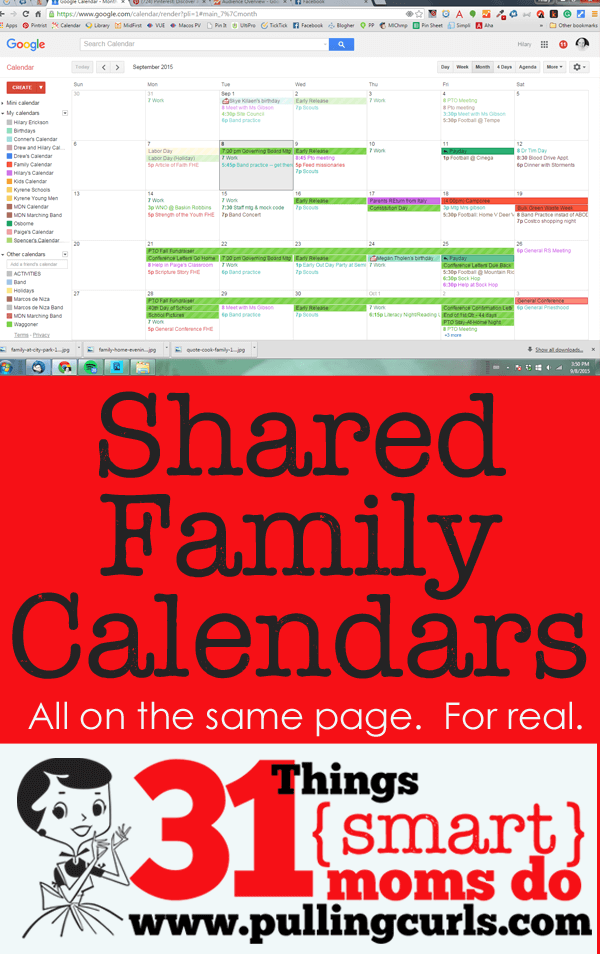 Shared family calendars can be a game changer. Know what everyone is doing, be on the same page. Literally. #pullingcurls