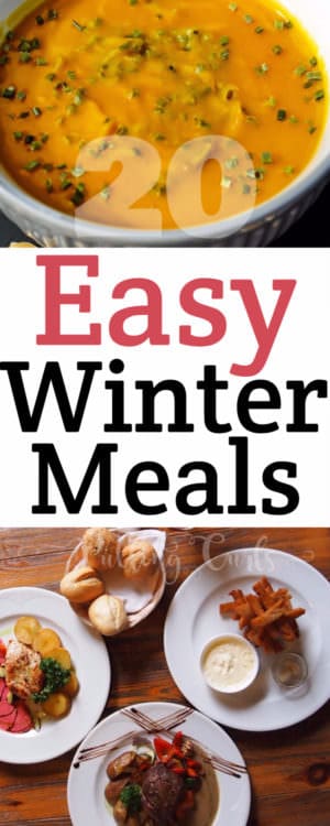 Easy winter meals includes soups, casseroles, and more.  These hearty winter recipes might even give you some winter lunch ideas for work too.