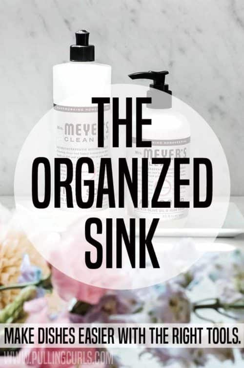 Top of the kitchen sink organization is imperative to cleaning up your kitchen quickly and effectively. Even if it's small, on an island or you just need to DIY something, this post has the tools for you!