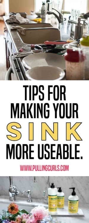 Top of the kitchen sink organization is imperative to cleaning up your kitchen quickly and effectively. Even if it's small, on an island or you just need to DIY something, this post has the tools for you!