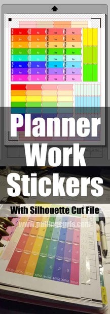 Planner work stickers with silhouette cut file, measured for Happy Planner via @pullingcurls