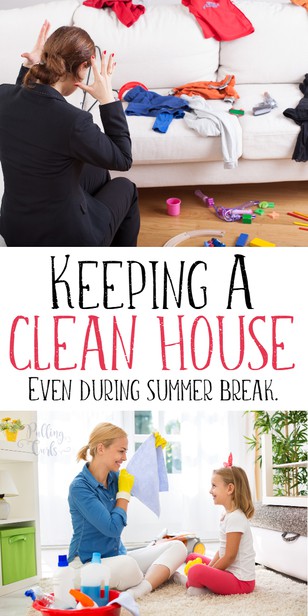 Keeping a clean house with kids IS possible -- these tips will have you sitting pretty, even during summer vacation! #cleaning #kids #organized