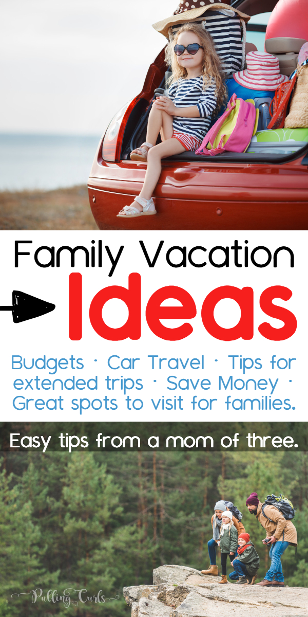 These Family Vacation Ideas will have your head spinning with the possibilities.  We'll review Big family vacation ideas on a budget for summer vacation, or even Christmas vacation! #vacation #familytravel via @pullingcurls