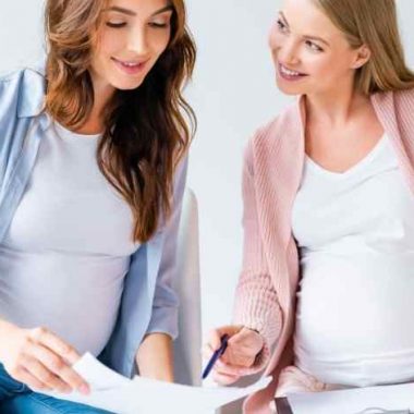 women in a prenatal class