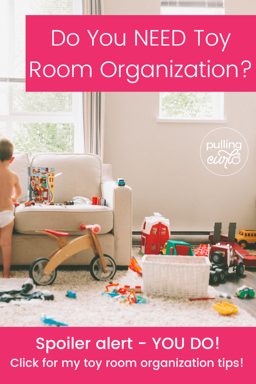 Everyone is looking for playroom ideas -- having small spaces to store many toys is a big problem -- but easily fixed! via @pullingcurls