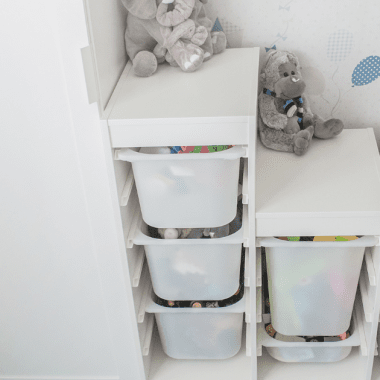 Playroom Organization Ideas:  Toy storage hacks in small spaces