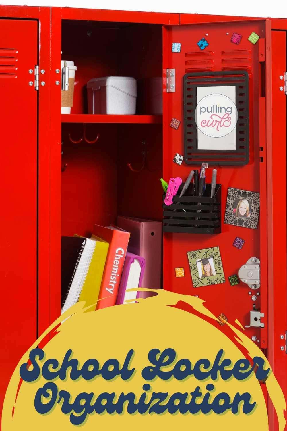 School locker organization, clean, red locker. via @pullingcurls