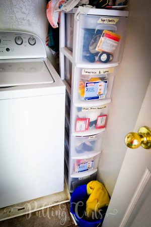 organization to the side of the washing machine