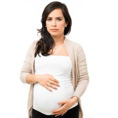 nervous pregnant woman