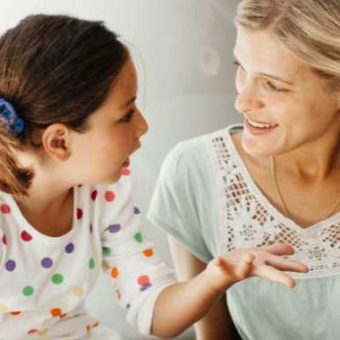 Daughter and mom talking