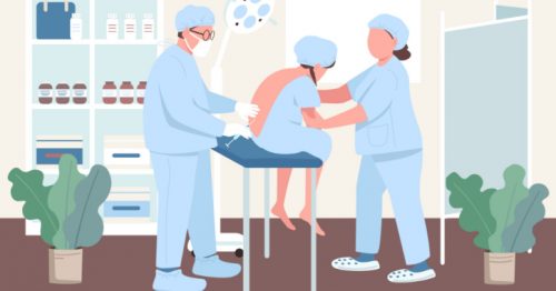 woman getting an epidurakl