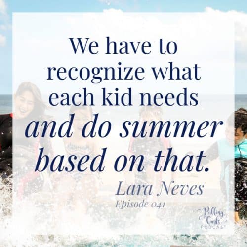quote from podcast,
"We have to recognize what eac h kid needs and do summer based on that" ; kids splashing