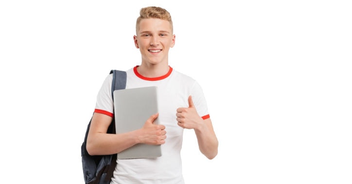 18 year old boy giving thumbs up