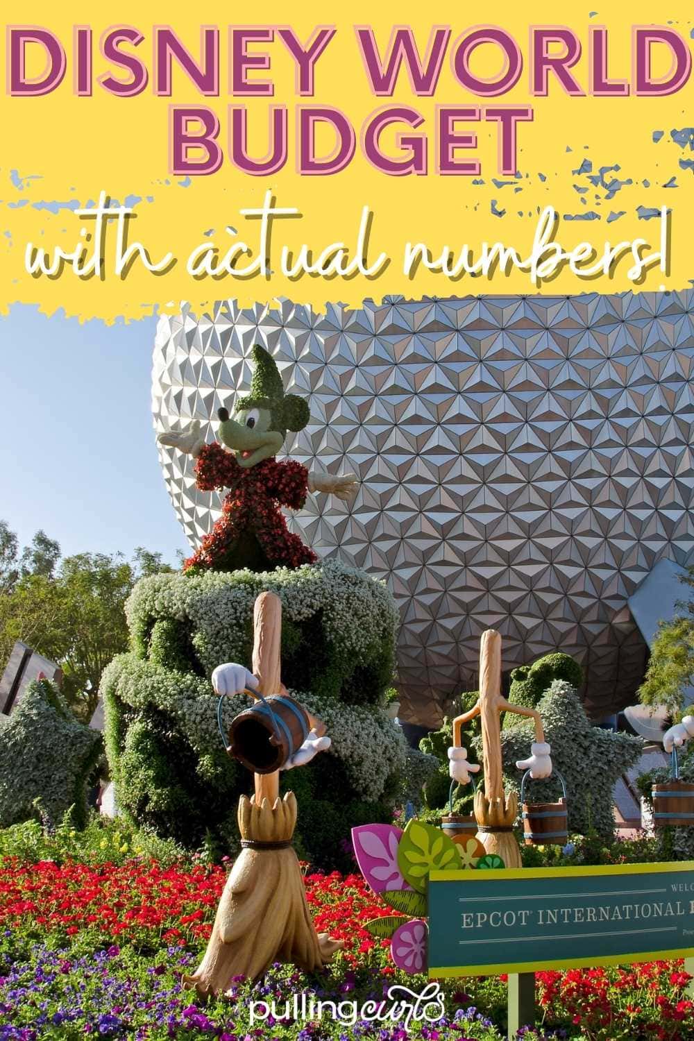 Disney world budget with actual numbers. Epcot center with Mickey Mouse. via @pullingcurls