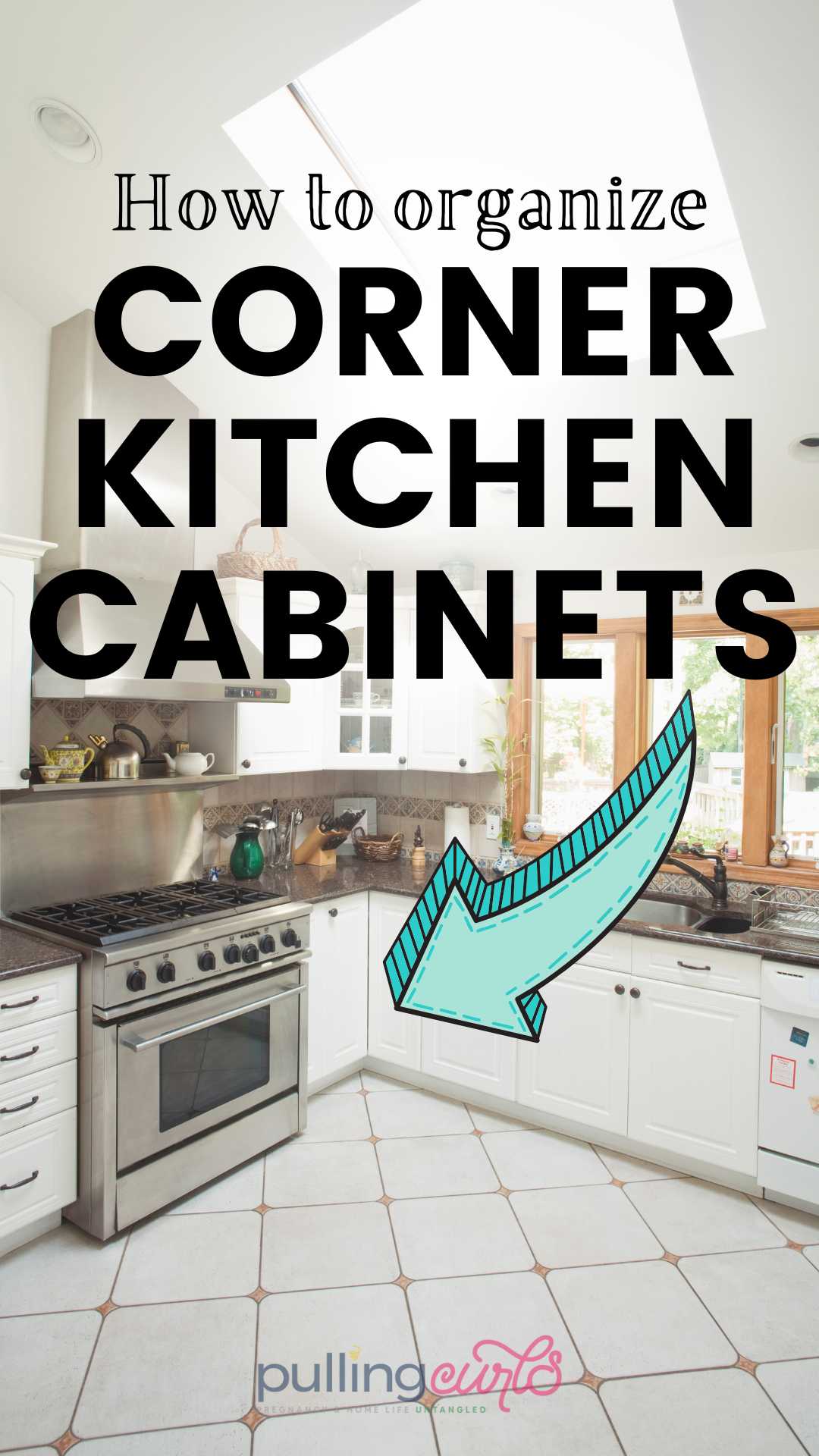 Corner kitchen cabinet organization can be tricky. Do you have that awkward corner cabinet and lazy susans won't help? These simple steps might help you keep organized! via @pullingcurls