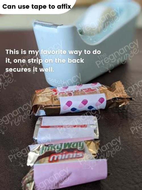 nurse miniature candy bar wrappers using tape