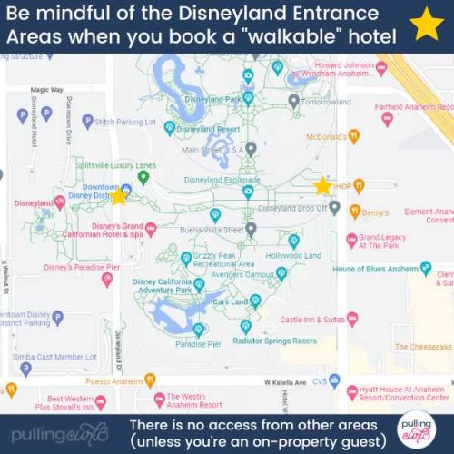 map of the Disneyland entrances
