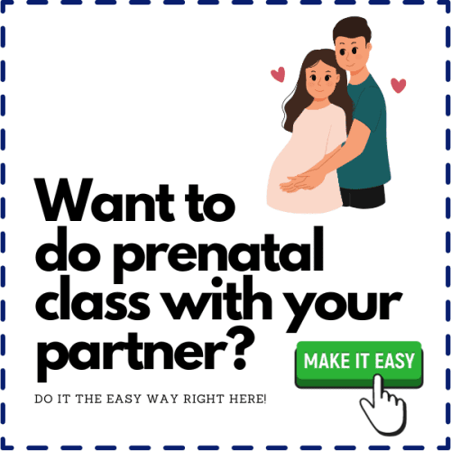 want to do prenatal class with your partner / easy way button / loving pregnant couple