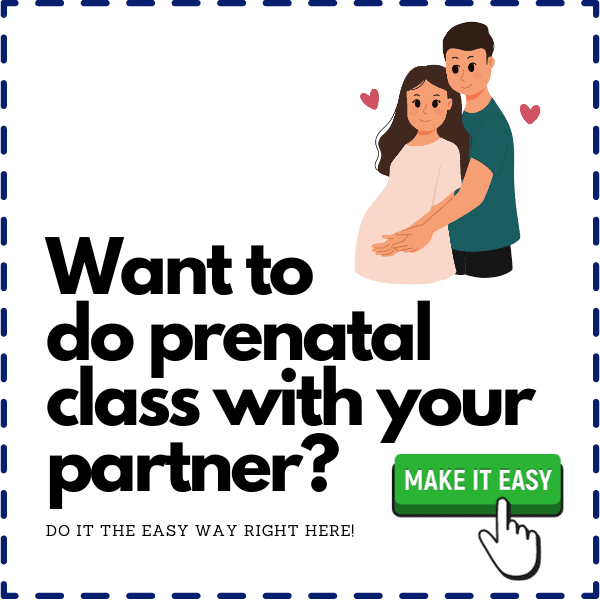 want to do prenatal class with your partner / easy way button / loving pregnant couple