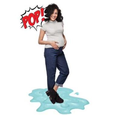 Eclamation POP: pregnant woman standing in a puddle.