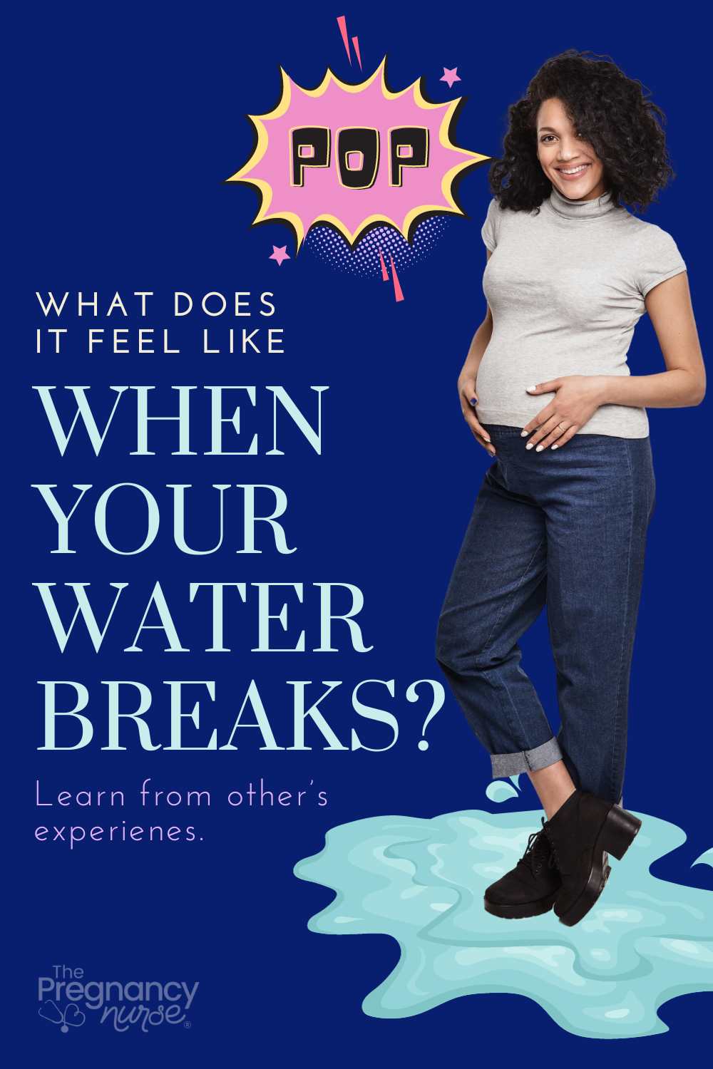 Eclamation POP: pregnant woman standing in a puddle. / what does it feel like when your water breaks? Experience from others. via @pullingcurls