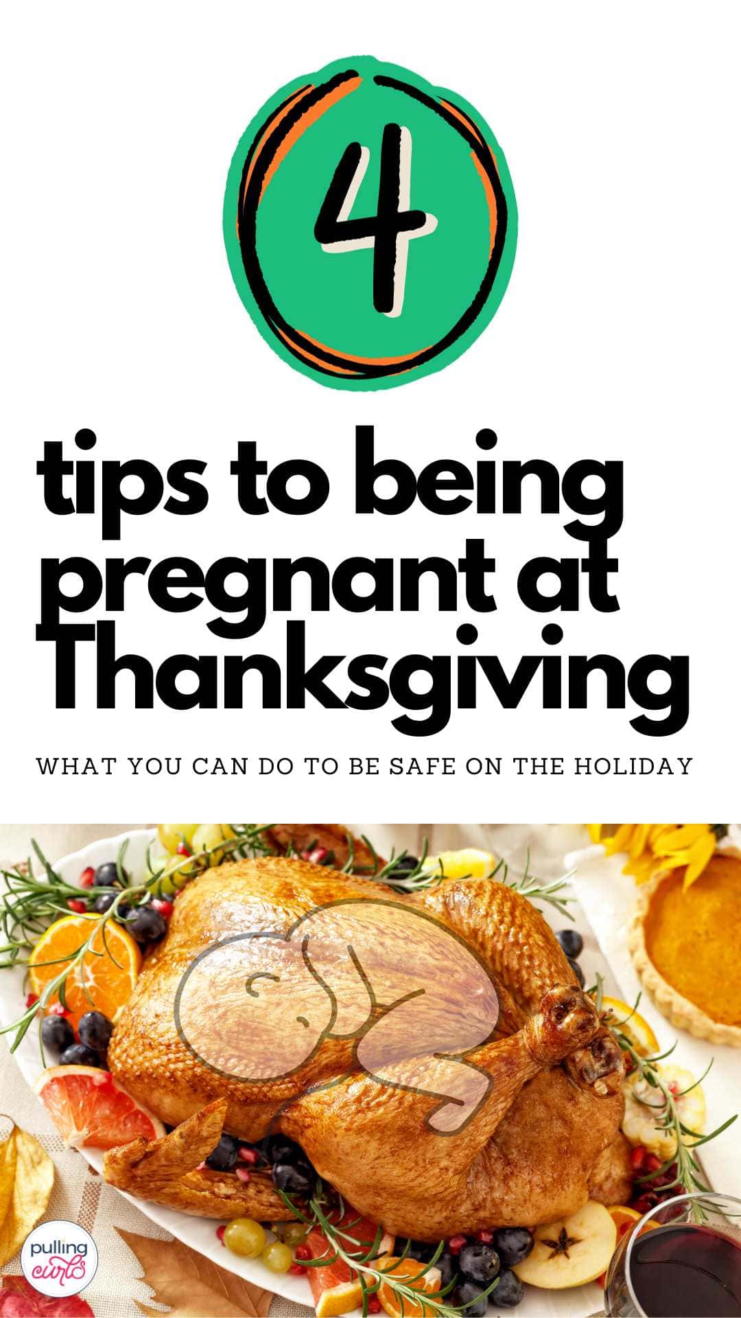 4 tips to being pregnant at Thanksgiving / picture of a turkey with a fetus super-imposed. via @pullingcurls