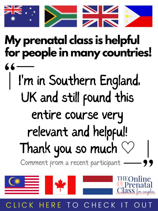 images of flags of many countries / My prenatal course is useful for people in many countries! I'm in the South of England, UK and still find this whole course very relevant and helpful! Thank you very much ♡ / comment from a recent participant