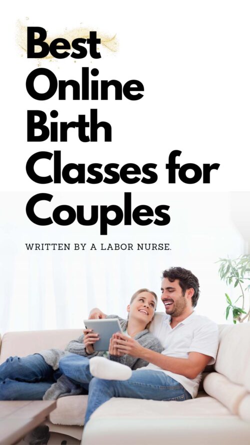 pregnant ocuple watching their birth class on a tablet // best onlne birth classes for couples written by a labor nurse.
