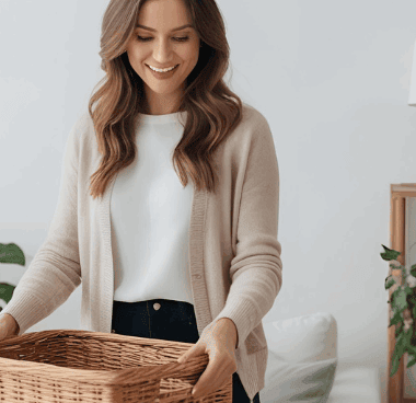 woman decluttering