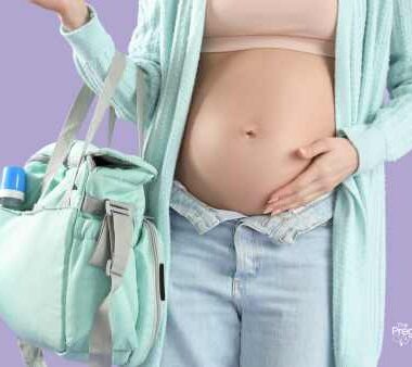 Pregnant woman, hospital bag
